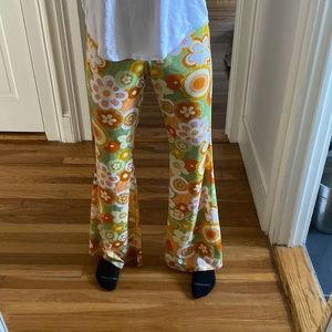 Polyester flower flared pants